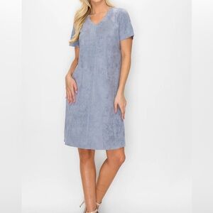 Joh faux stretch suede dress. So soft, in a beautiful light blue, Size XL